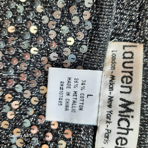 Large Lauren Michelle Grey Beaded Sleeveless elegant Sweater Top - Picture 13 of 17